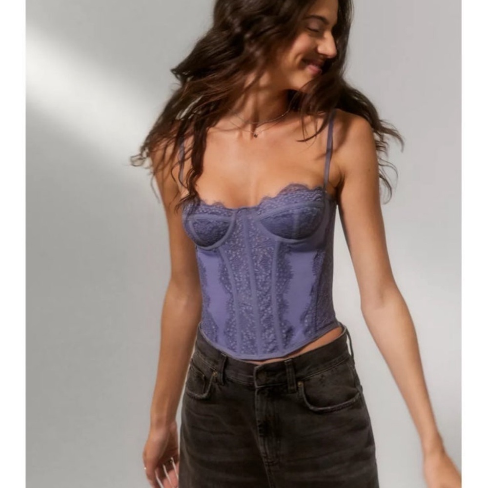 Out From Under Modern Love Corset in Purple-Gray